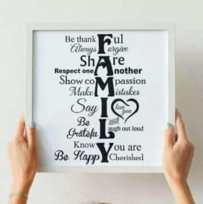 Family, Be Thankful Canvas Decor - Ink Wave Creations