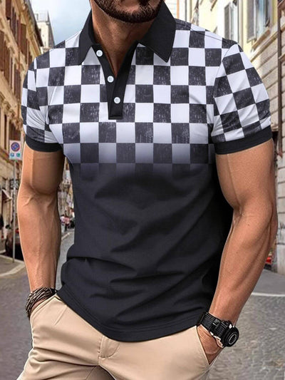 Classic fit checkered polo for men