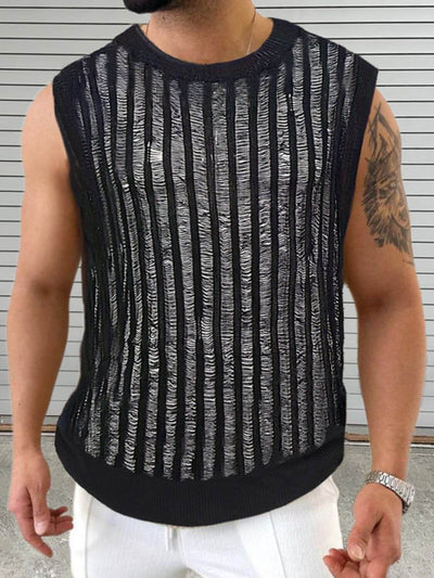 Back Breathable hollow-out design sleeveless shirt for men
