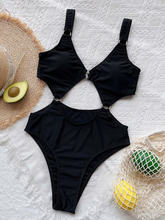 Trendy cutout plunge swimsuit for women