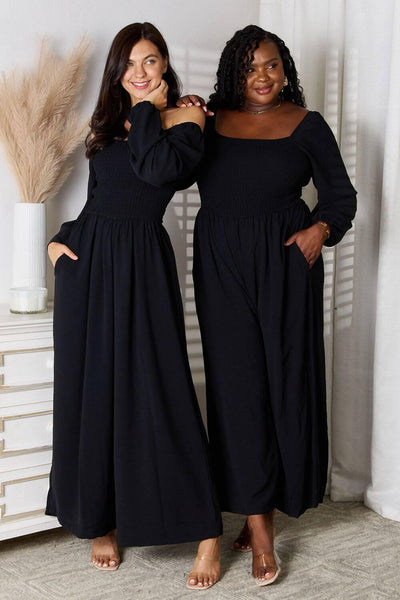 Double Take Square Neck Jumpsuit with Pockets - Ink Wave Creations