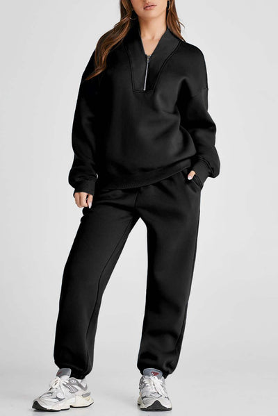 Quarter Zip Long Sleeve Top and Pants Set - Ink Wave Creations