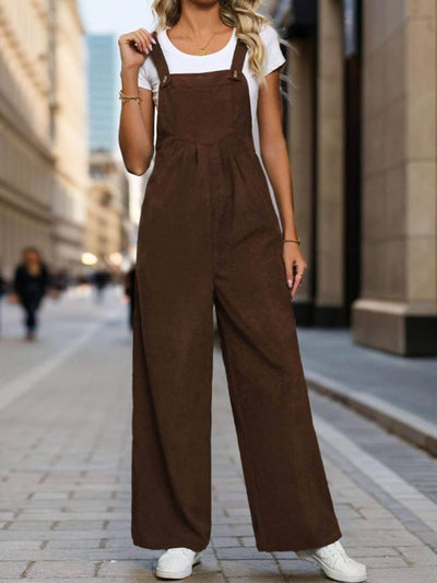 Perfee Square Neck Wide Strap Overalls - Ink Wave Creations