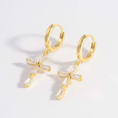 925 Sterling Silver Zircon Cross Earrings - Ink Wave Creations