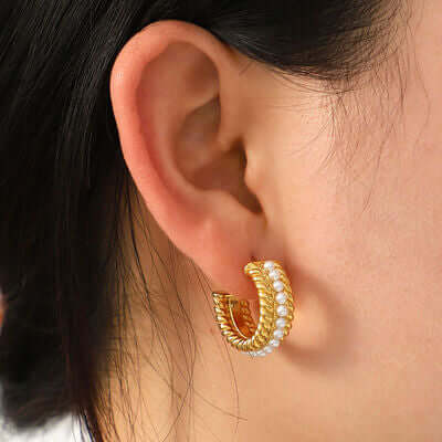 Elegant pearl hoop earrings for women