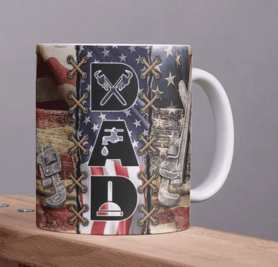 Dad With Flag Ceramic Mug - Ink Wave Creations