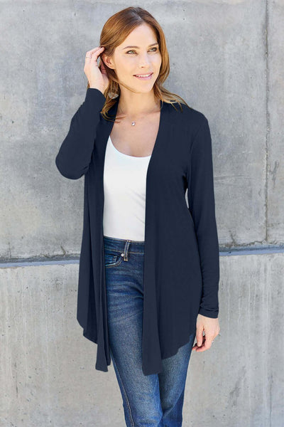 Basic Bae Full Size Open Front Long Sleeve Cardigan - Ink Wave Creations