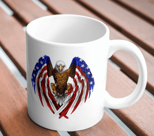 Eagle with Flag as Wings Ceramic Mug - Ink Wave Creations
