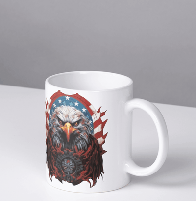 Eagle With Flag Ceramic Mug - Ink Wave Creations
