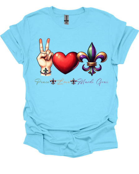 Baby Blue Peace - Love - Mardi Gras T-Shirt