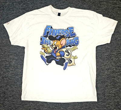Finesse the Bag with Jerry T-Shirt featuring cartoon Jerry holding money, custom streetwear