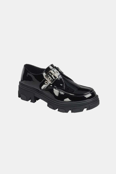 Forever Link Buckled Platform Lug Sole Loafers Black