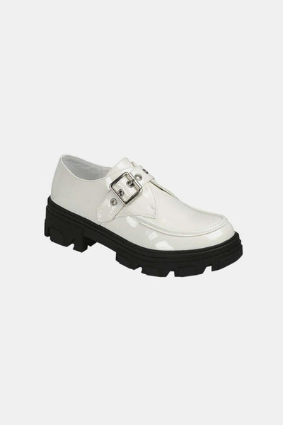 Forever Link Buckled Platform Lug Sole Loafers White
