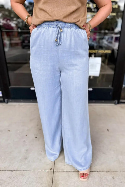 Plus Size Drawstring Wide Leg Jeans - Ink Wave Creations
