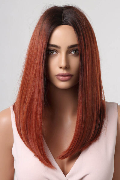 27-inch synthetic mid-length straight wig