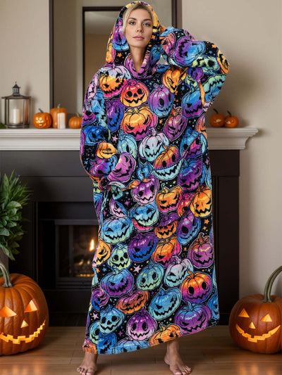 Fuzzy Pocketed Long Sleeve Hooded Lounge Dress - Ink Wave Creations