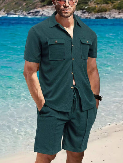 Men's Button Down Set Green