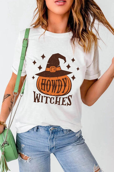 HOWDY WITCHES Round Neck Short Sleeve T-Shirt - Ink Wave Creations