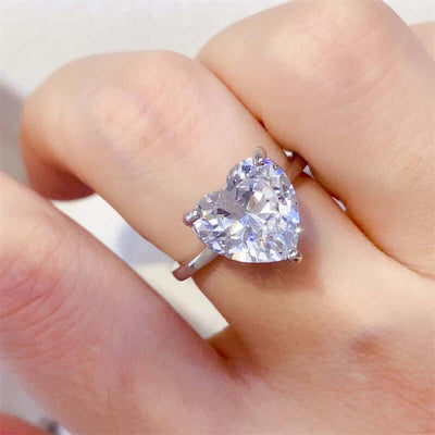 5 Carat 925 Sterling Silver Moissanite Heart Shape Ring - Ink Wave Creations