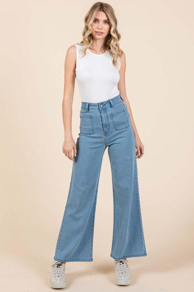 Mittoshop High Waist Wide Leg Jeans - Ink Wave Creations