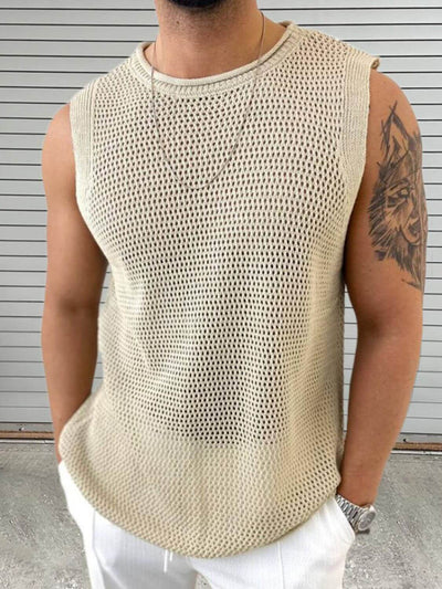 Men’s openwork sleeveless knit top