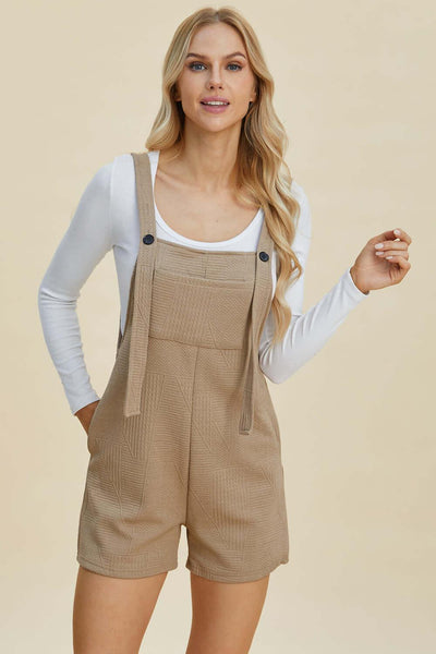 Double Take Full Size Texture Sleeveless Romper - Ink Wave Creations