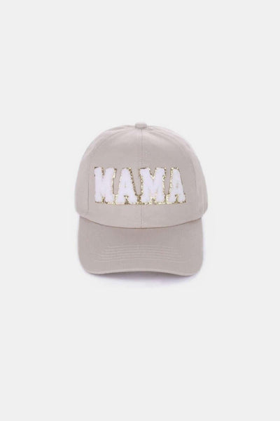 White MAMA Chenille Patch Baseball Cap