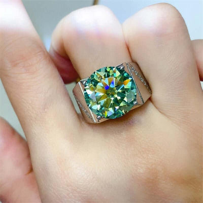 10 Carat Moissanite 925 Sterling Silver Signet Ring - Ink Wave Creations