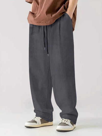 Men’s wide leg drawstring pants full size front view