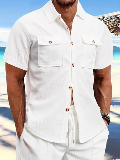 White Casual button-down shirt for big and tall men