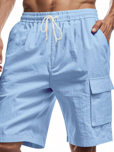 Men’s plus size drawstring cargo shorts front view