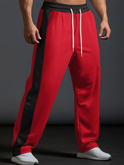 Men’s contrast wide leg drawstring pants front view