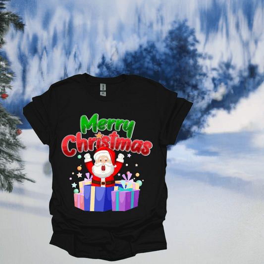 Merry Christmas Santa T-Shirt - Festive Holiday Apparel for All Ages - Ink Wave Creations