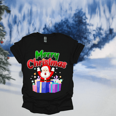 Merry Christmas Santa T-Shirt - Festive Holiday Apparel for All Ages - Ink Wave Creations