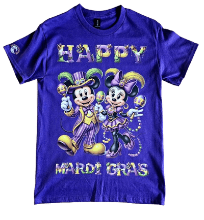 Mardi Gras parade Mickey Minnie tee