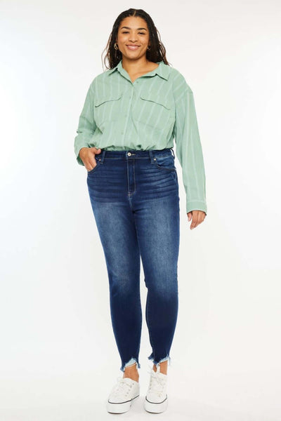 Kancan Full Size High Rise Frayed Ankle Skinny Jeans - Ink Wave Creations