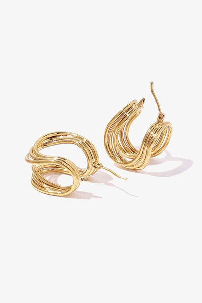 Modern elegant U-hoop earrings close-up