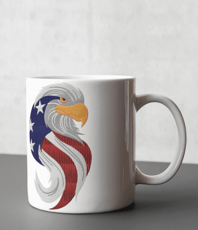 Monogram Eagle with Flag Ceramic Mug - Ink Wave Creations