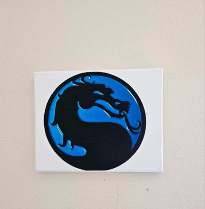 Mortal Kombat Blue Logo Canvas Decor - Ink Wave Creations