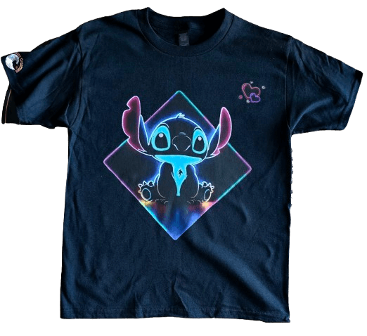 Neon Lilo & Stitch T-Shirt glowing design front view