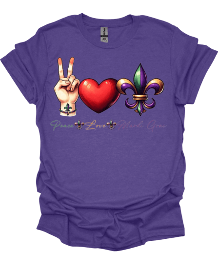 Purple Peace - Love - Mardi Gras T-Shirt