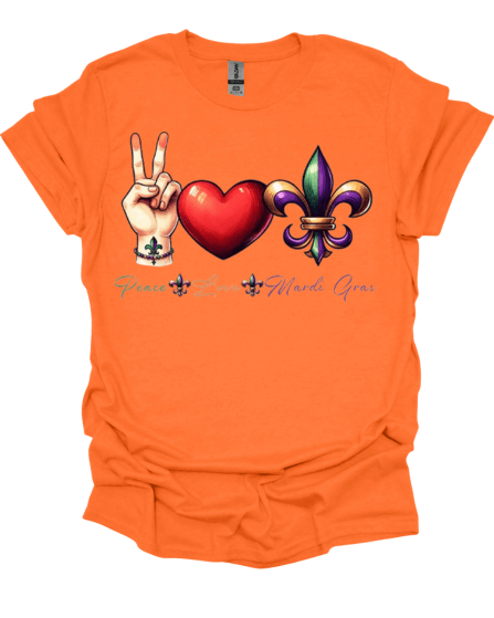 Orange Peace - Love - Mardi Gras T-Shirt