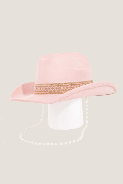 Fame Ornate Band Cowboy Hat Pink