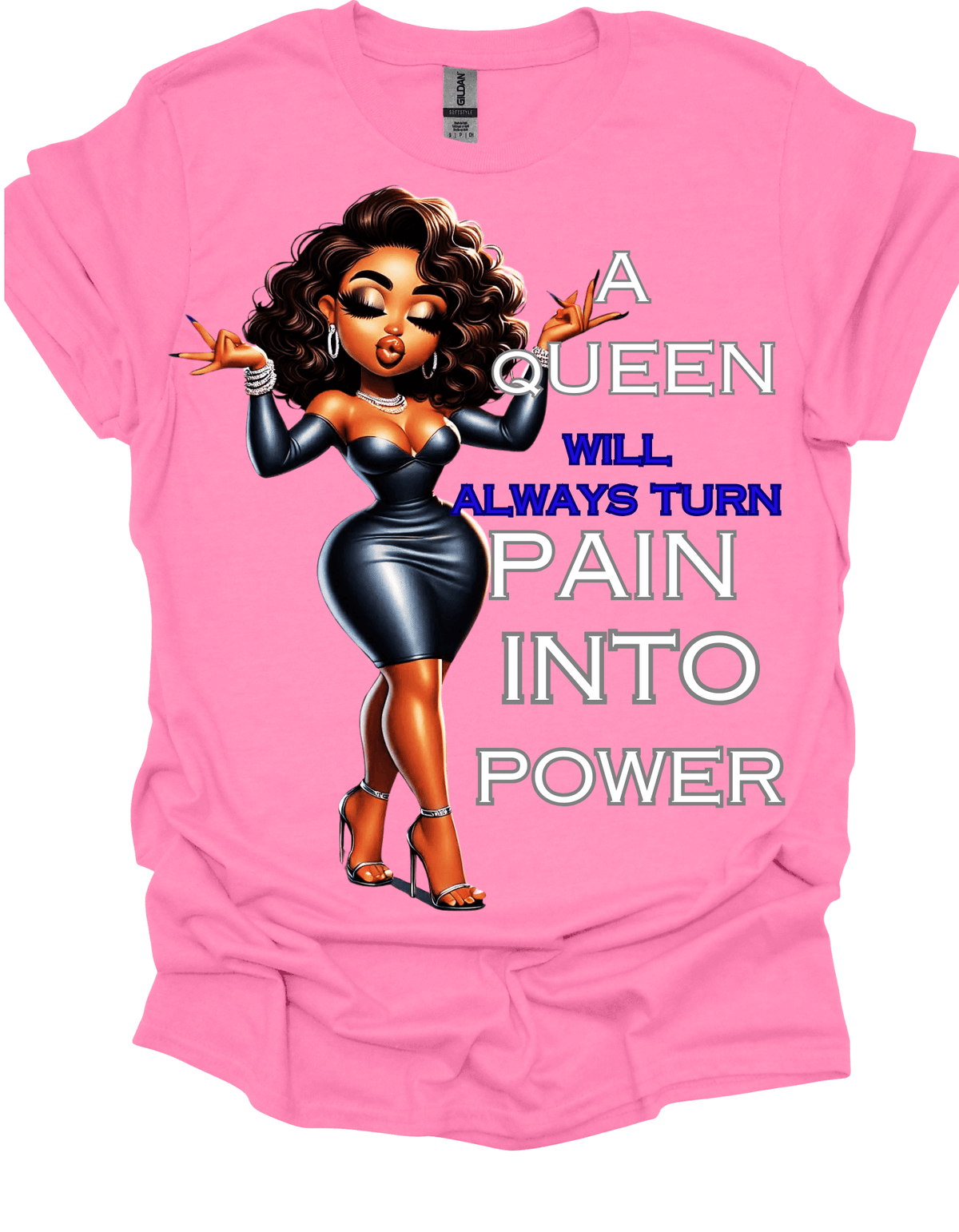 Queen Turns Pain Into Power Empowerment Graphic Tee graphic tee