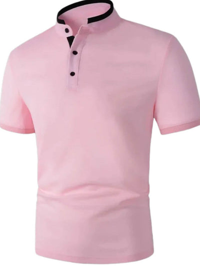 Pink Full size short sleeve polo with modern contrast design