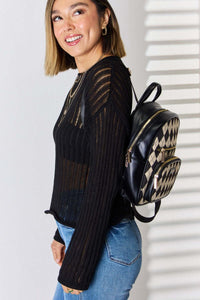 David Jones Argyle Pattern PU Leather Backpack - Ink Wave Creations