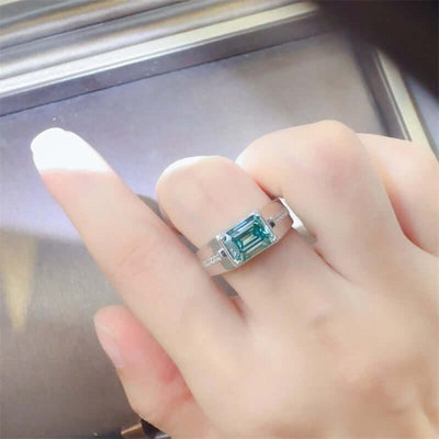 3 Carat 925 Sterling Silver Moissanite Rectangle Shape Ring - Ink Wave Creations