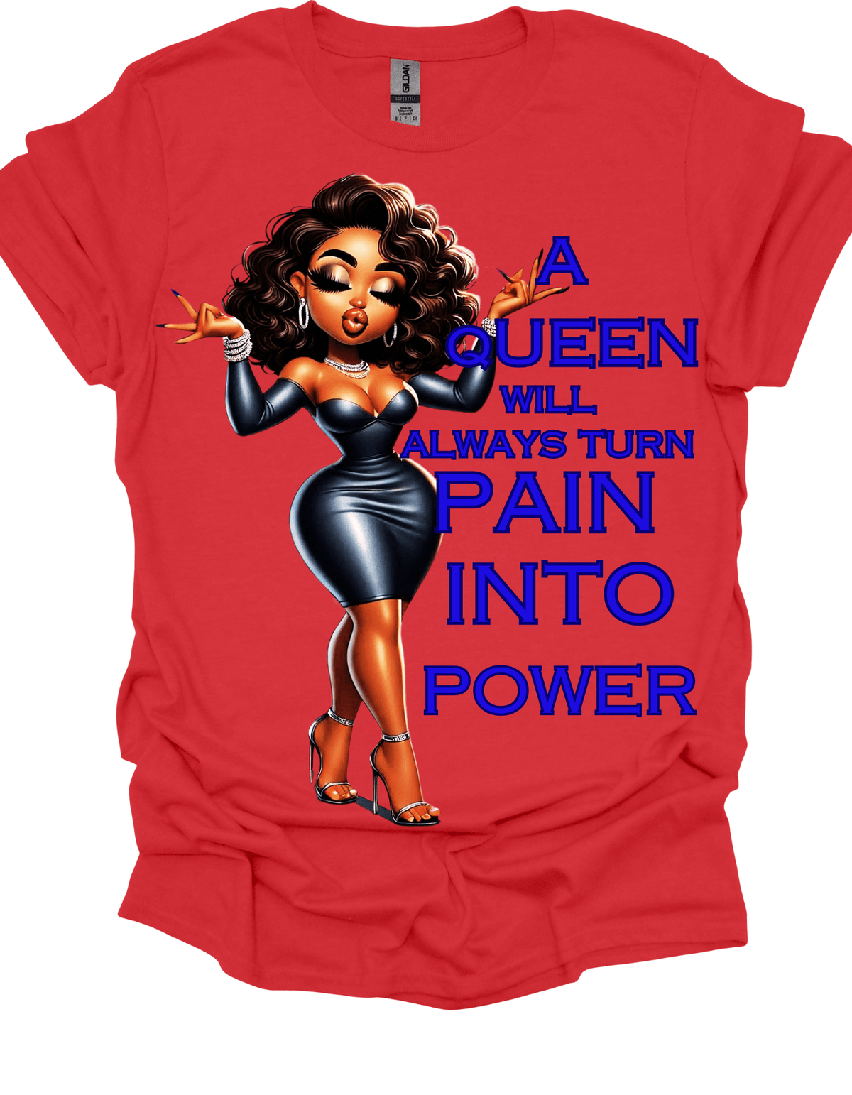 Queen Turns Pain Into Power Empowerment Graphic Tee Red Tee