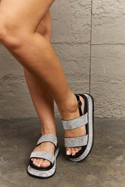 Qupid Shine On Platform Rhinestone Slingback Sandal - Ink Wave Creations