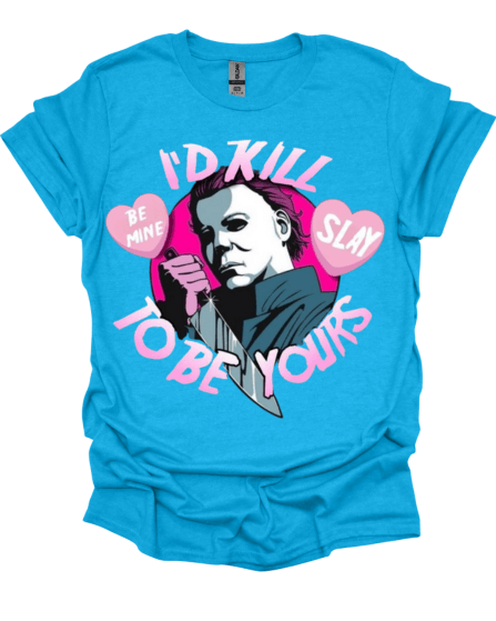 Royal Blue Mike Myers "I’d Kill To Be Yours Horror Valentine Graphic Tee